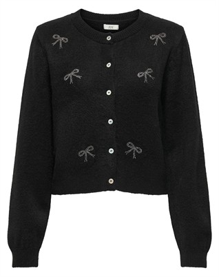 JDYFaye O-Neck Bow Cardigan - Black/W. Silver
